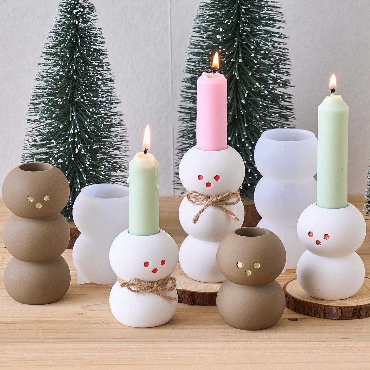 Xmas Candle Making - 3D Cute Snowman Candle Holder Silicone