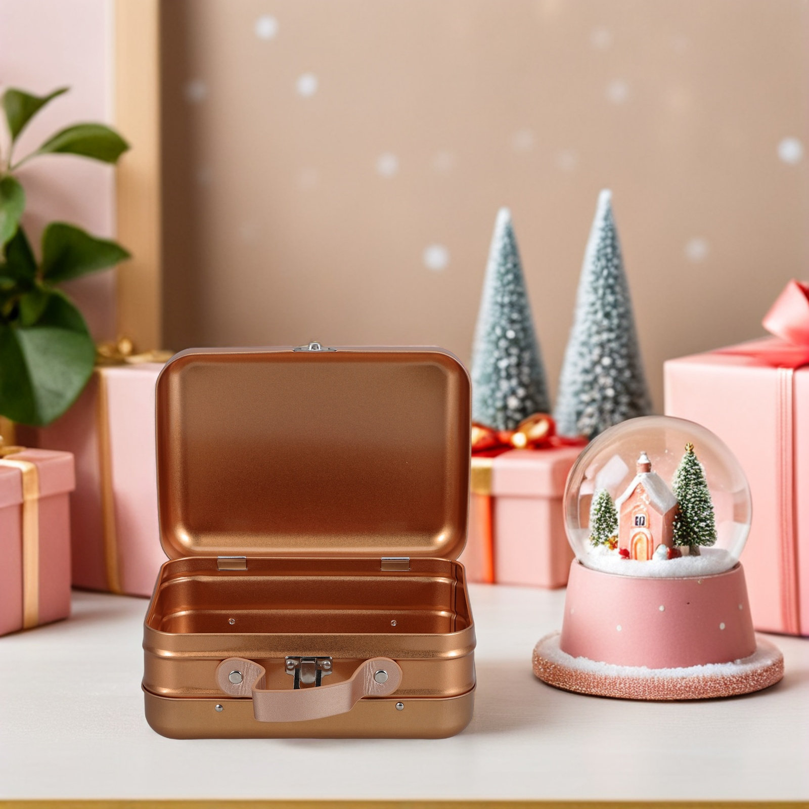 Tin Container Lid - Decorative Metal Tin Storage Box 7.3x5.3x3.3in