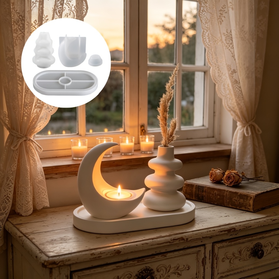 Candle Making Kit Wholesale - 4pcs Set Including Moon Candlestick, Nordic