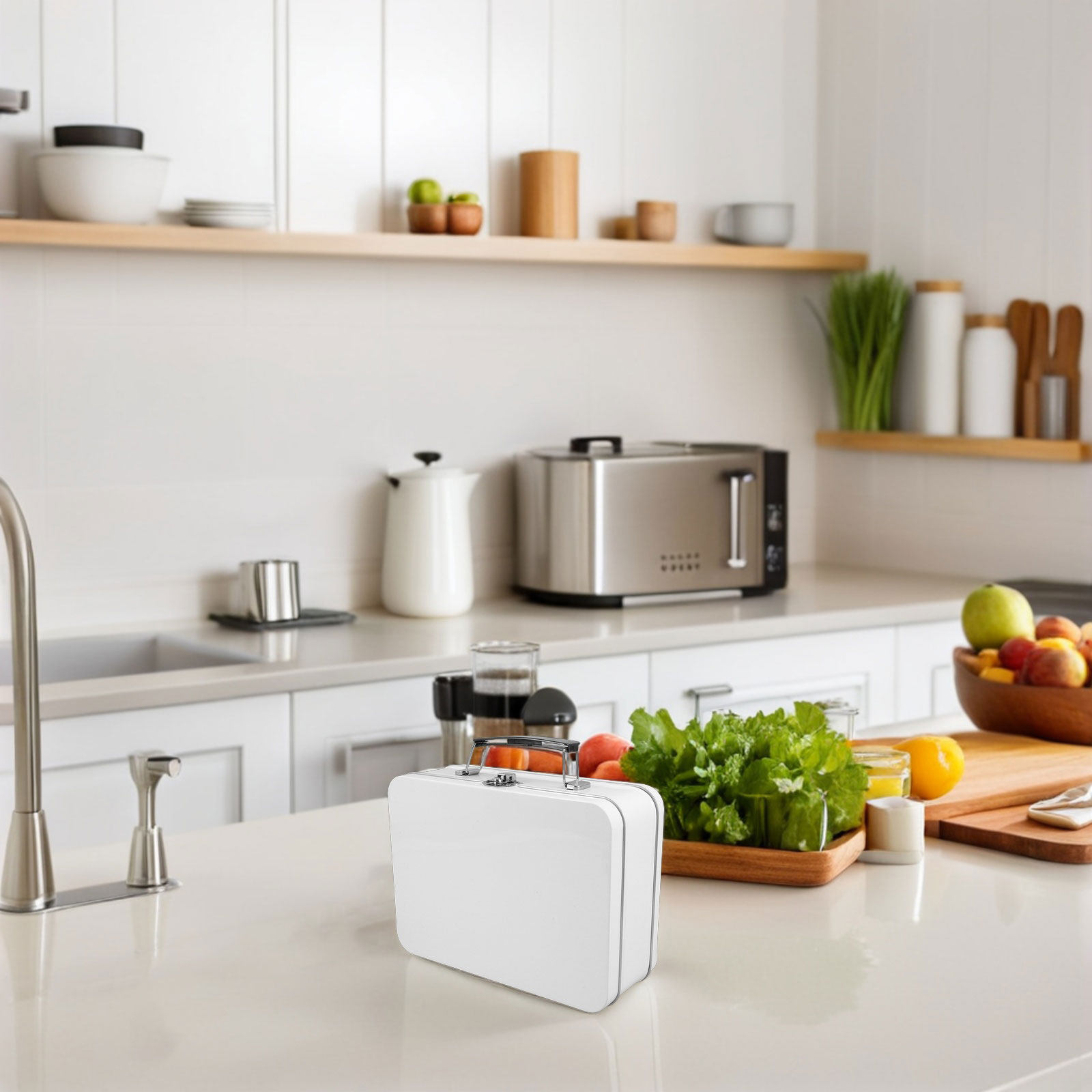 Tin Lunch Box Retro Metal Lock - Tin Container Lid recension och pris