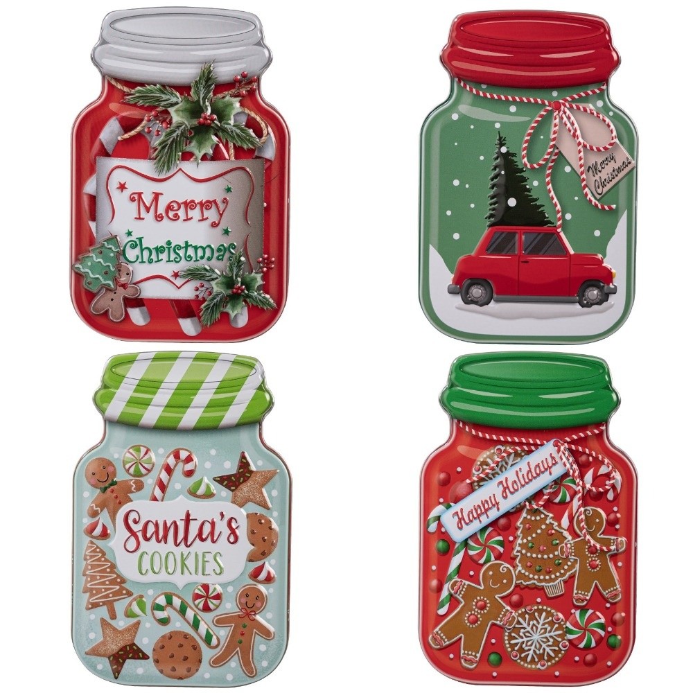 Metal Christmas Tin Box with L - Tin Container Lid recension och pris