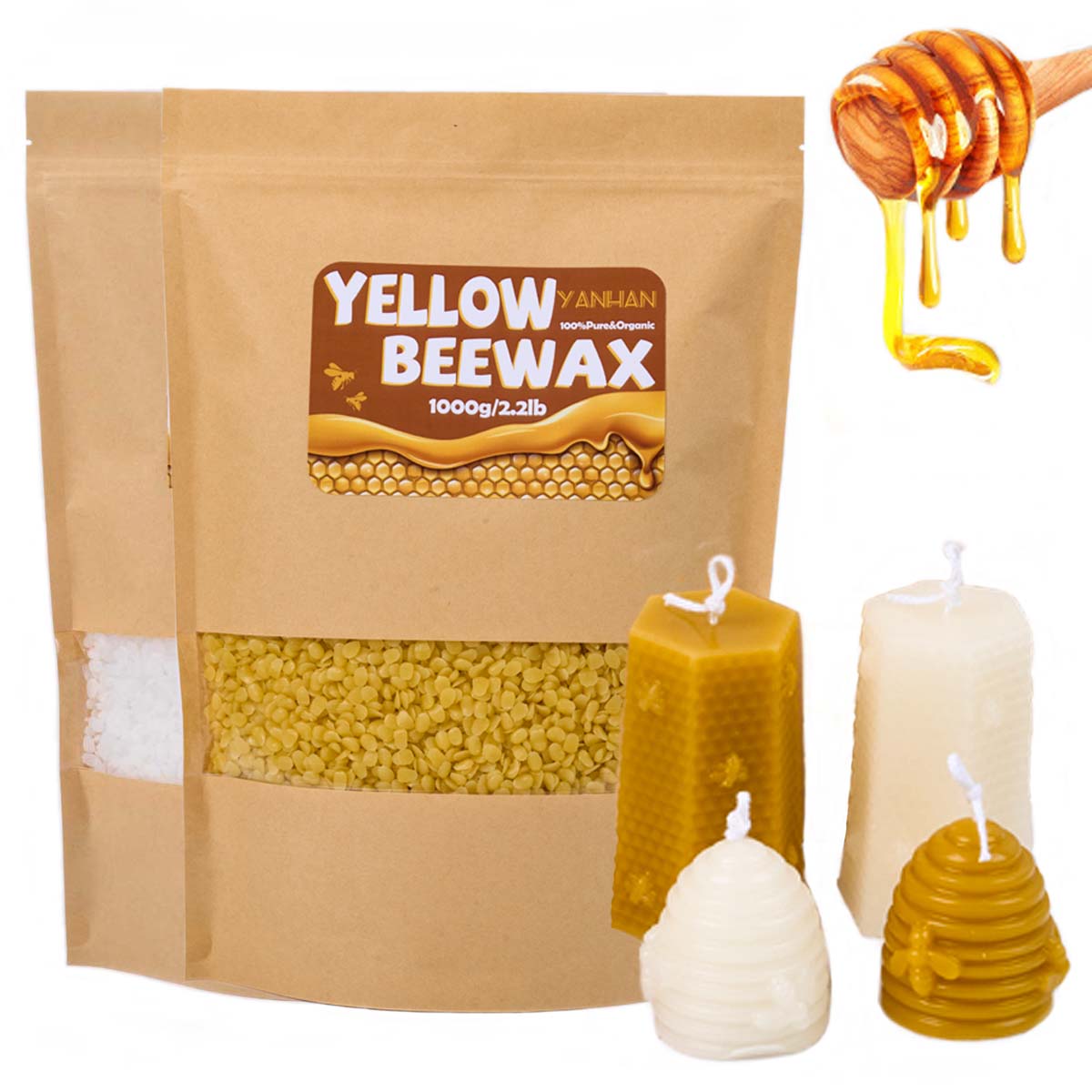 1000g Pure Natural Granular Wh - Candle Making Kit Beeswax recension och pris
